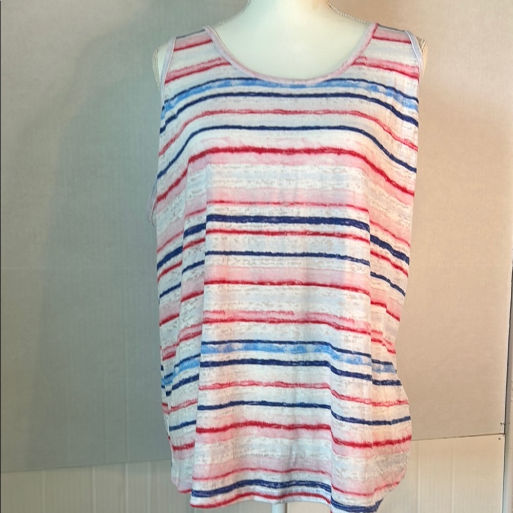 NWT 24/7 by Maurice’s Red/White/Blue Stripe Racerback Tank Top Size 2X